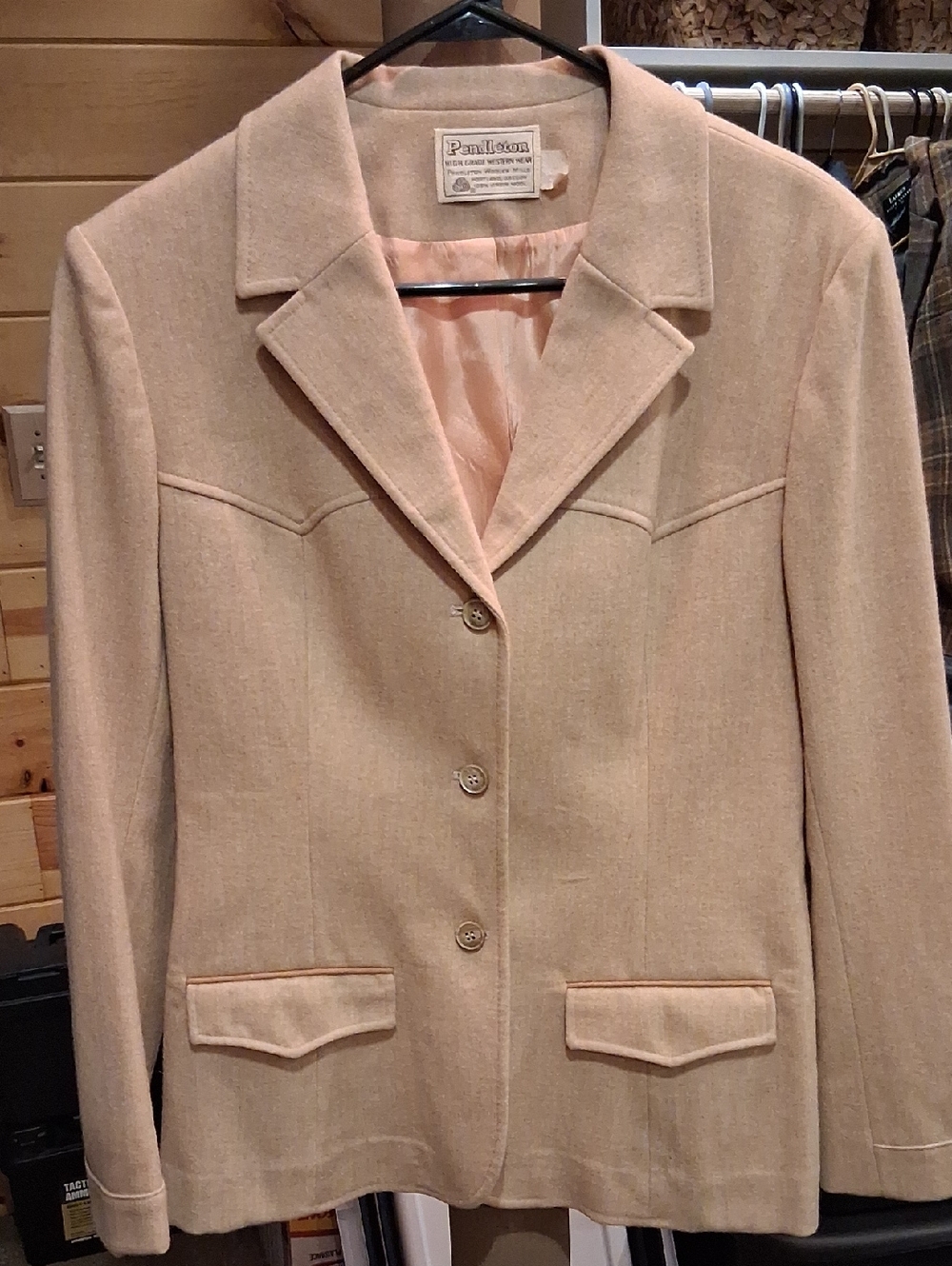 Pendleton High Grade Western Wear Western Cut Light Cream Wool Blazer Jacket